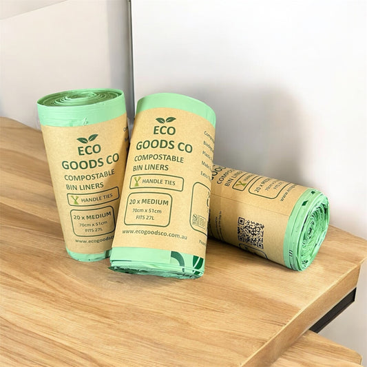 27L Medium Handle Tie Compostable Bin Liner - 60 Pack
