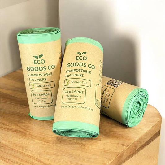 35L Large Handle Tie Compostable Bin Liner - 60 Pack