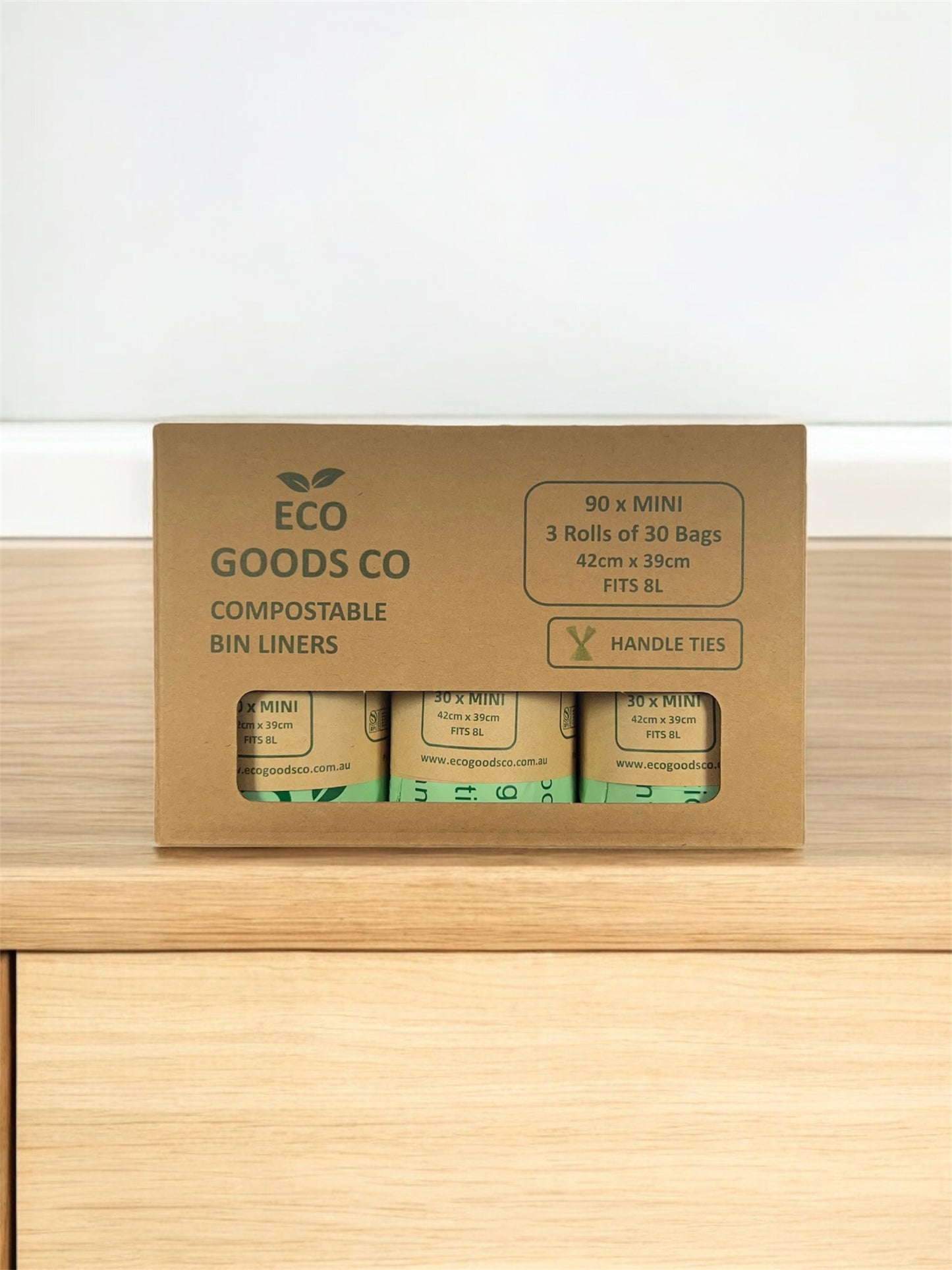 8L Mini Handle Tie Compostable Bin Liner - 90 Pack