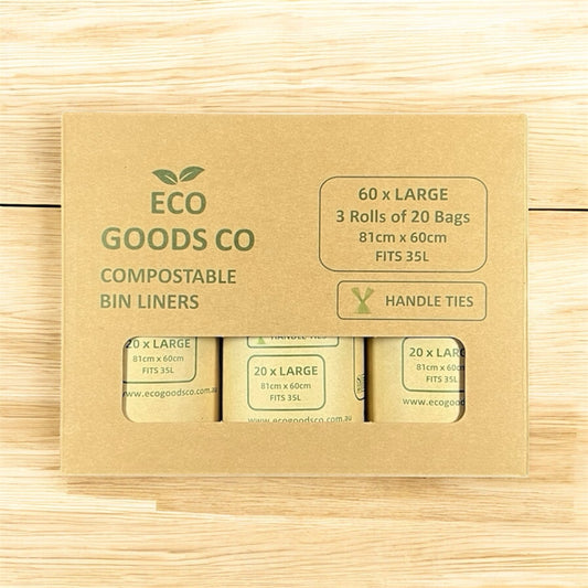 35L Large Handle Tie Compostable Bin Liner - 60 Pack