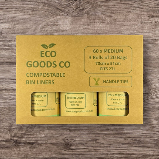 27L Medium Handle Tie Compostable Bin Liner - 60 Pack